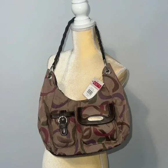 Rosetti New York Khaki Multi Signature Charlene Hobo Handbag - Picture 1 of 7